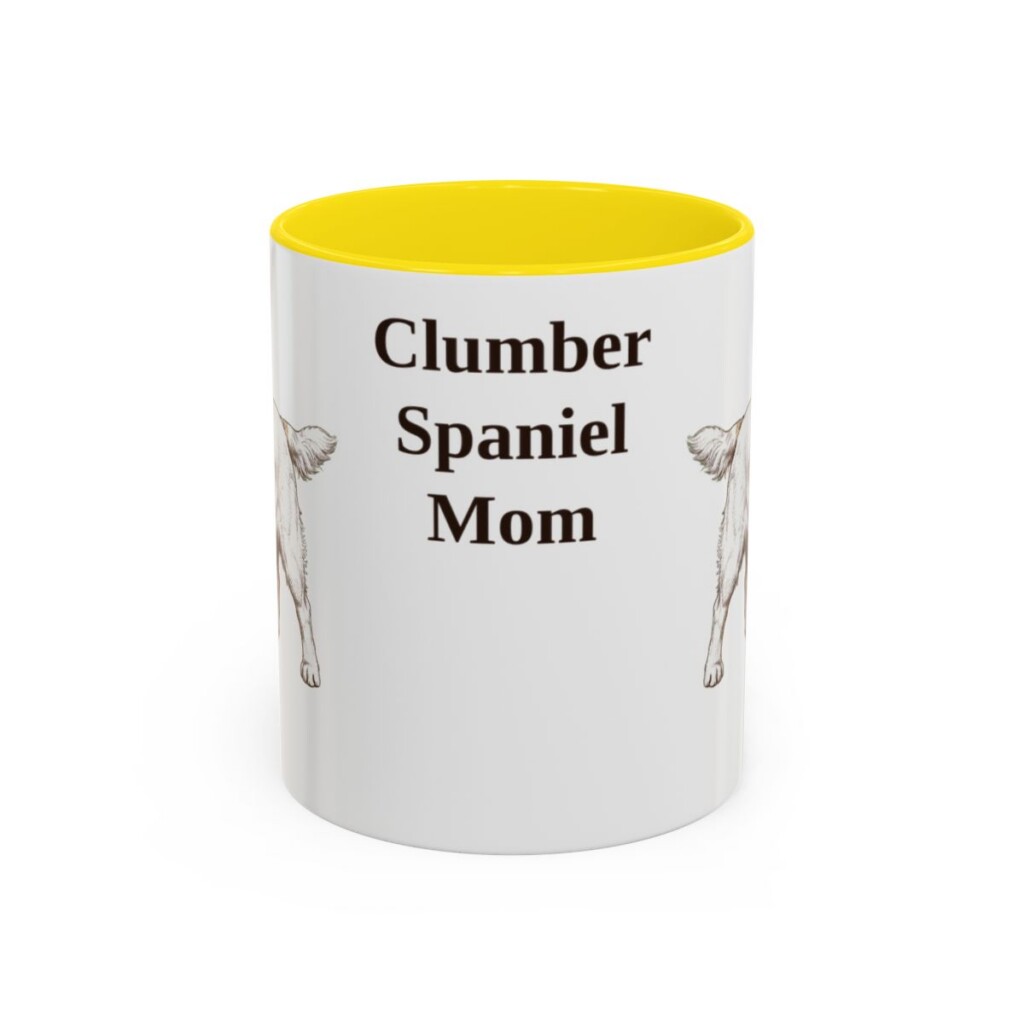 11oz Clumber Spaniel Dog Mom Mug, Yellow, front view