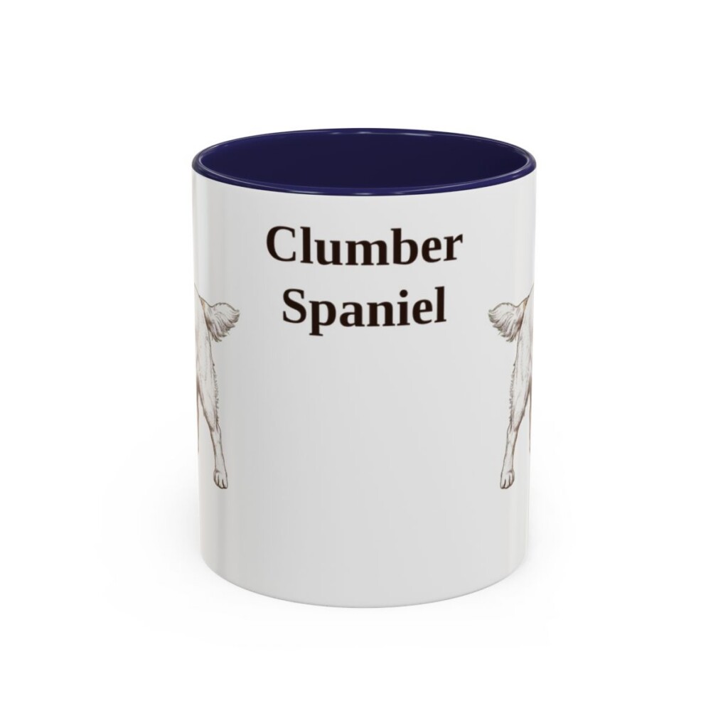 11oz Clumber Spaniel Mug, Navy, front view