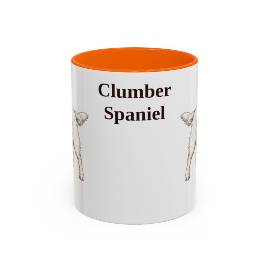 11oz Clumber Spaniel Mug, Orange, front view