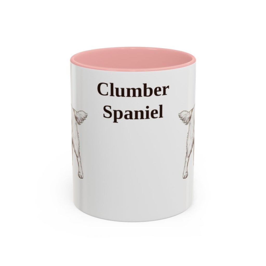 11oz Clumber Spaniel Mug, Pink, front view