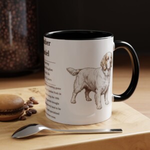 11oz Clumber Spaniel Mug, Black, lifestyle photo