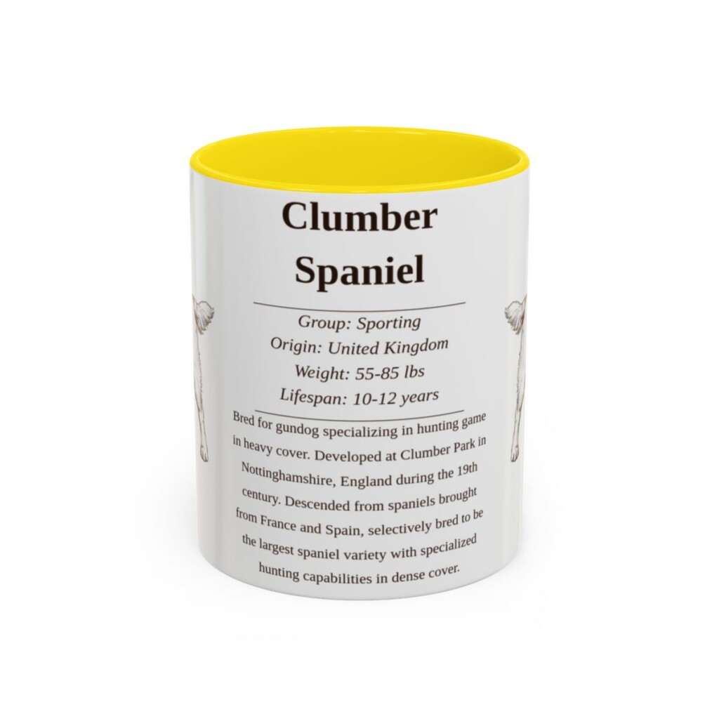 11oz Clumber Spaniel Mug, Yellow, front view