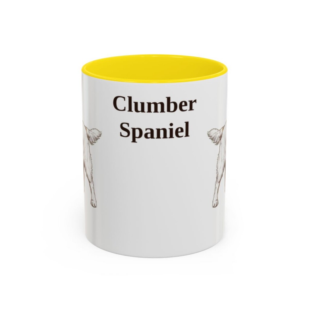 11oz Clumber Spaniel Mug, Yellow, front view