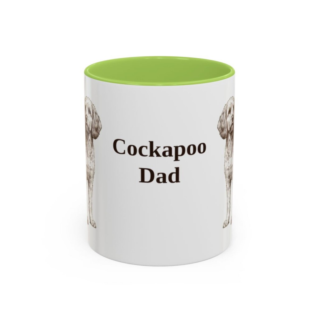 11oz Cockapoo Dog Dad Mug, Light Green, front view