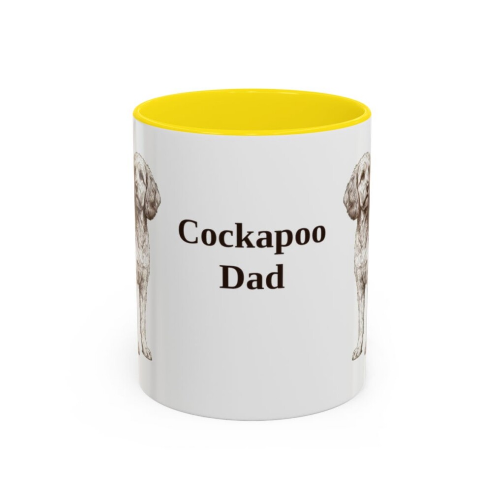 11oz Cockapoo Dog Dad Mug, Yellow, front view