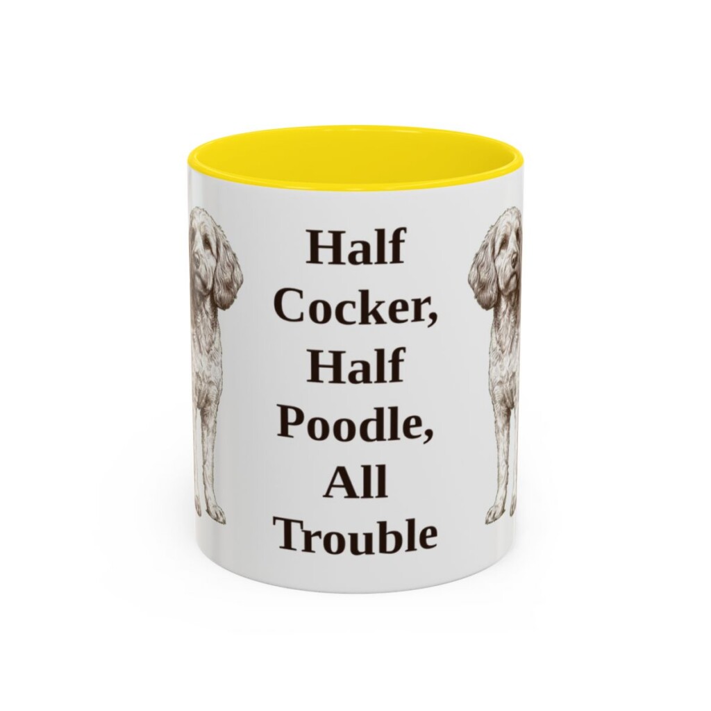 11oz Funny Cockapoo Mug, Yellow, front view