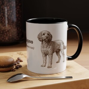 11oz Cockapoo Latin Mug, Black, lifestyle photo