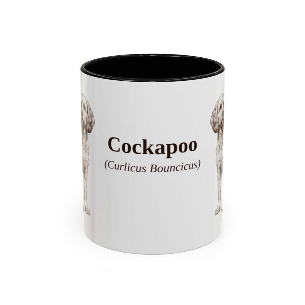 11oz Cockapoo Latin Mug, Black, front view