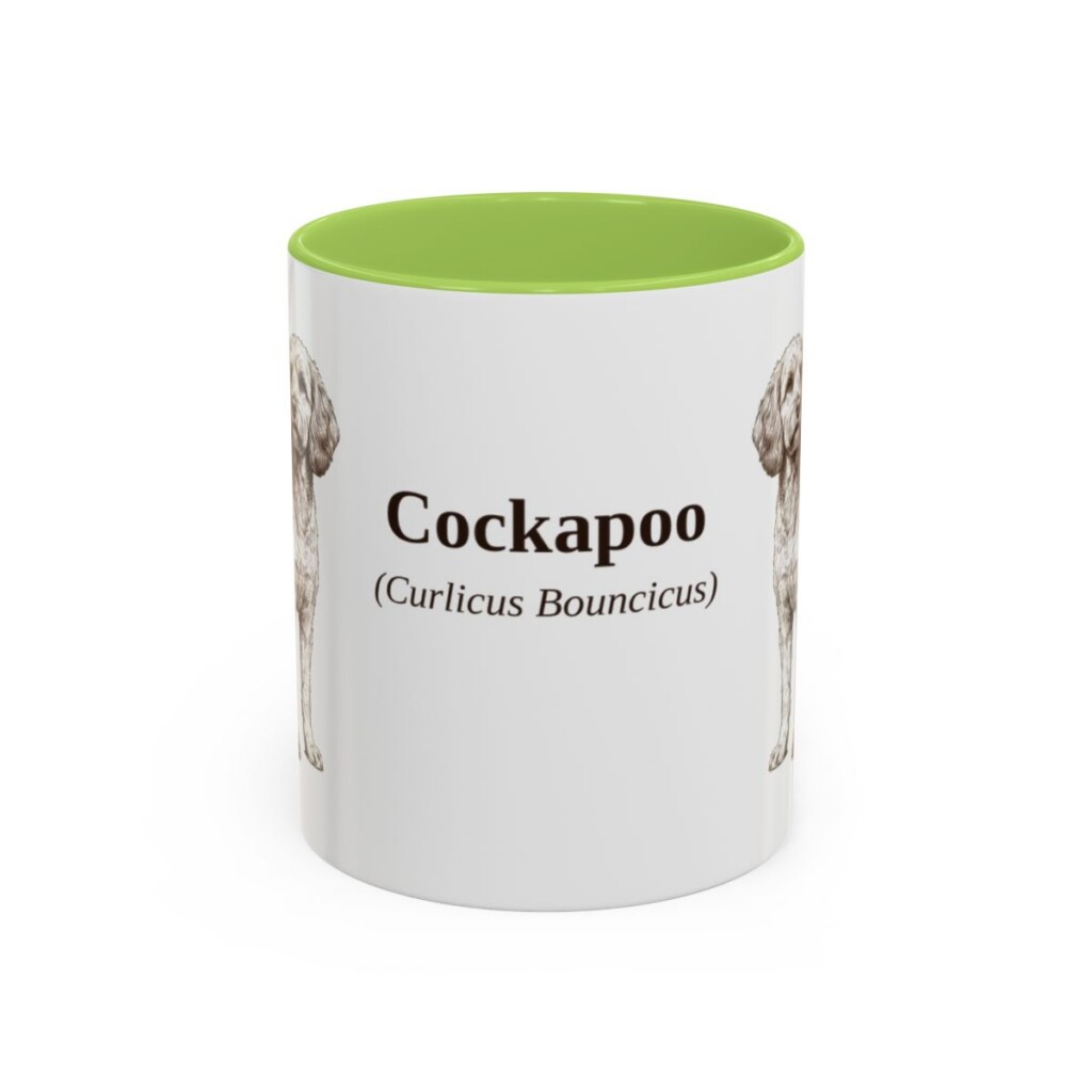11oz Cockapoo Latin Mug, Light Green, front view