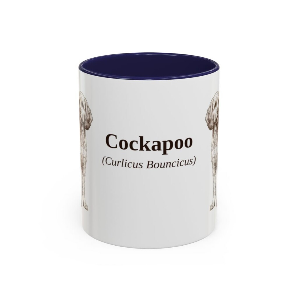 11oz Cockapoo Latin Mug, Navy, front view