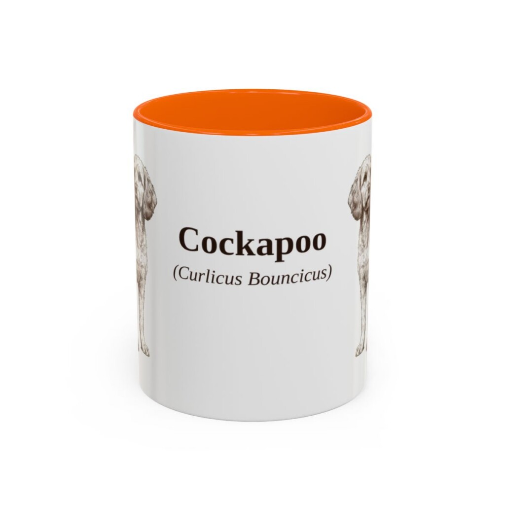 11oz Cockapoo Latin Mug, Orange, front view