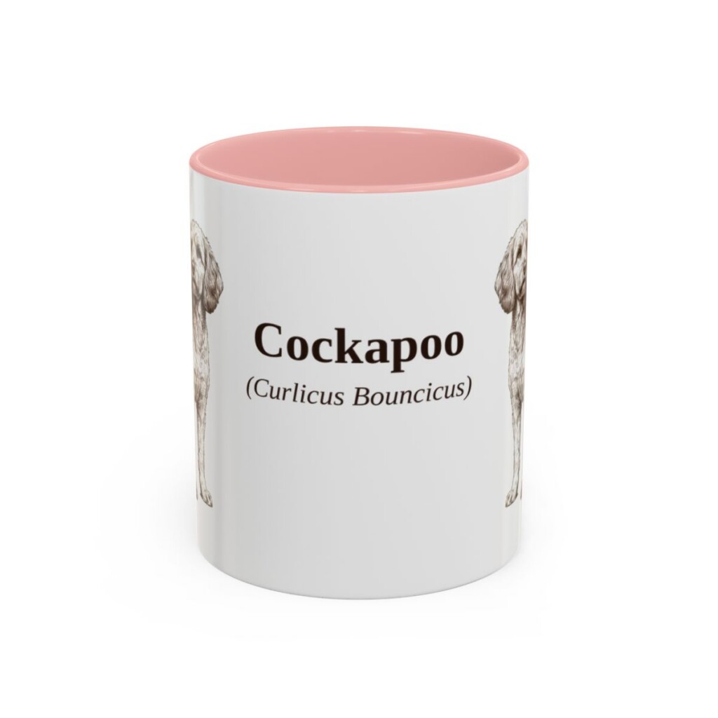 11oz Cockapoo Latin Mug, Pink, front view