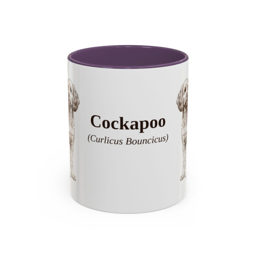 11oz Cockapoo Latin Mug, Purple, front view