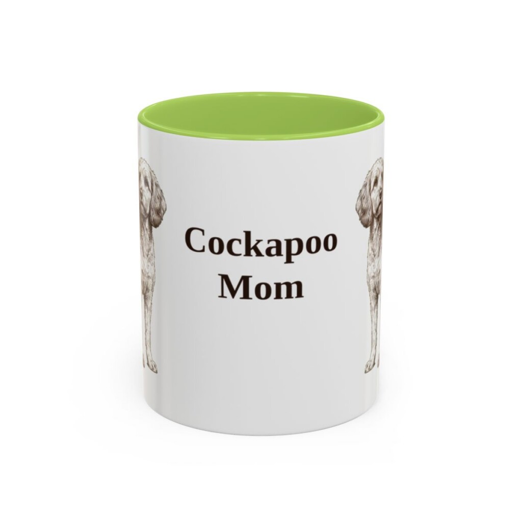 11oz Cockapoo Dog Mom Mug, Light Green, front view