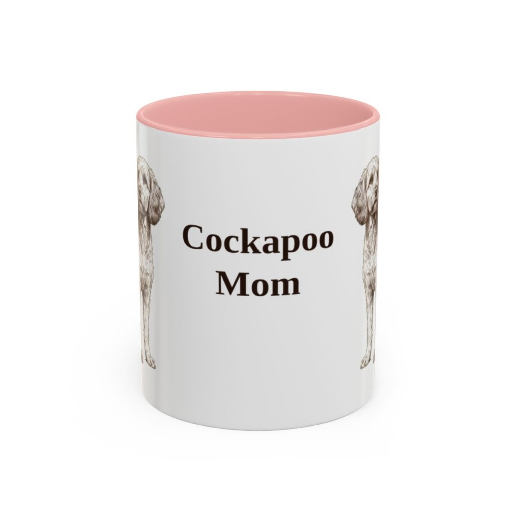 11oz Cockapoo Dog Mom Mug, Pink, front view