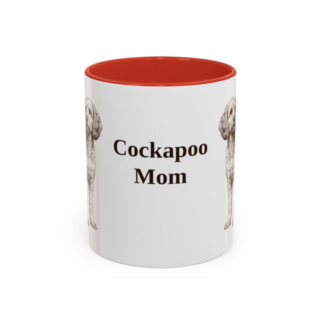 11oz Cockapoo Dog Mom Mug, Red, front view