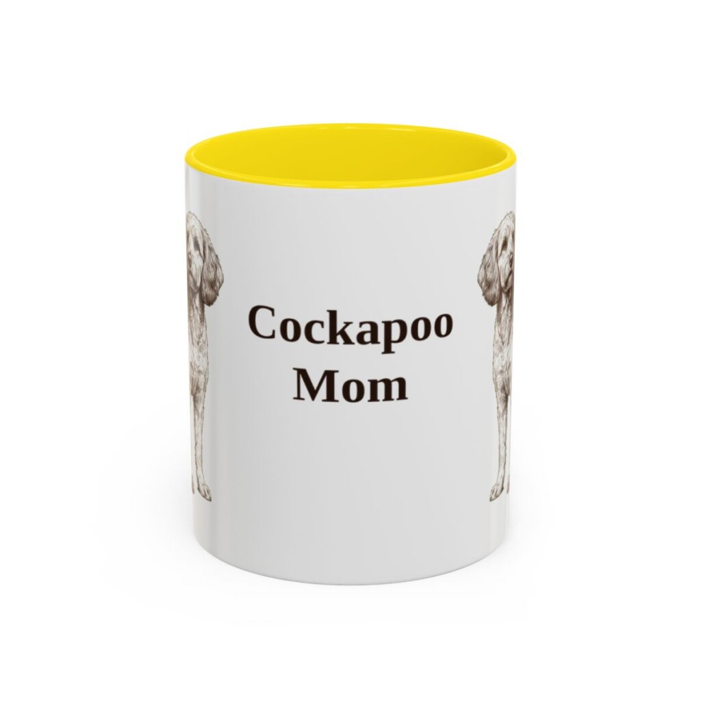11oz Cockapoo Dog Mom Mug, Yellow, front view