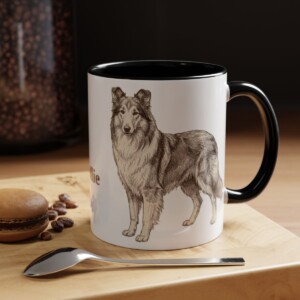 11oz Collie Mug, Black, lifestyle photo