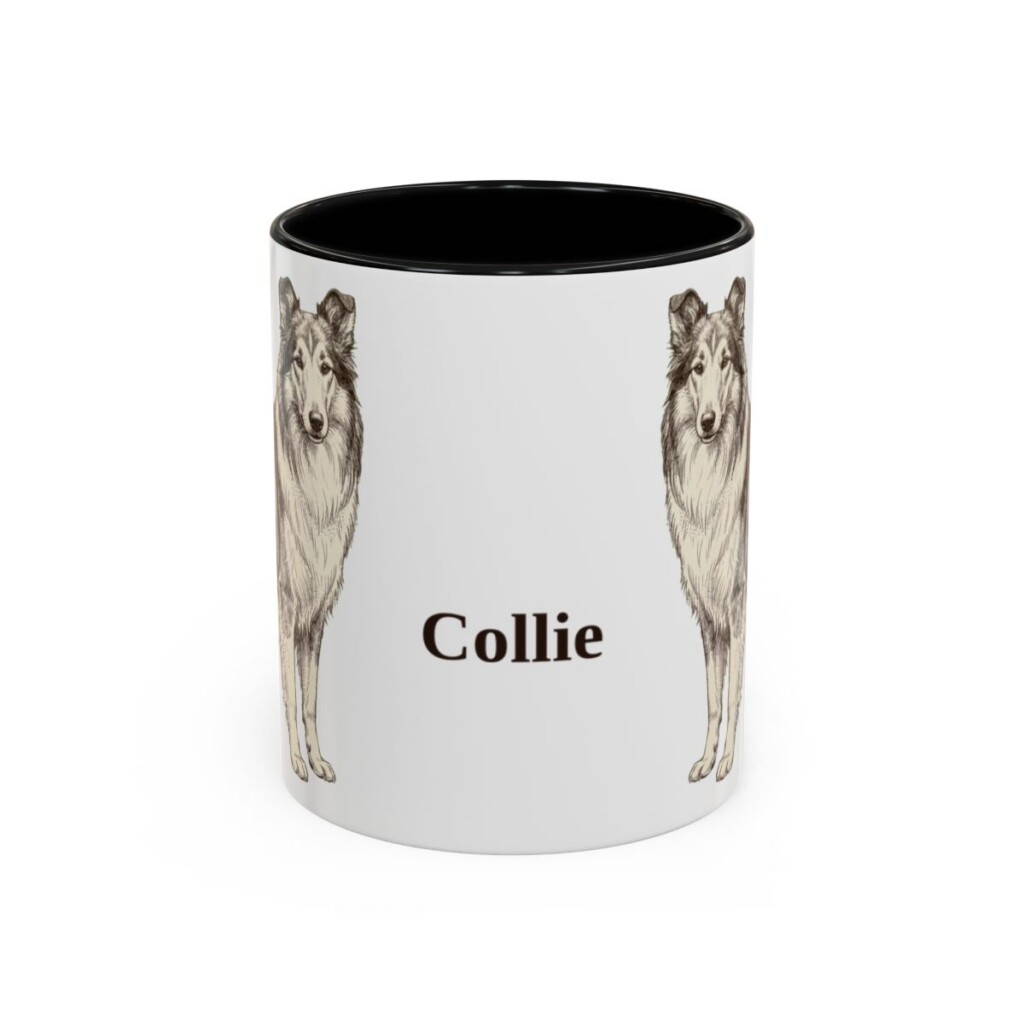 11oz Collie Mug, Black, front view