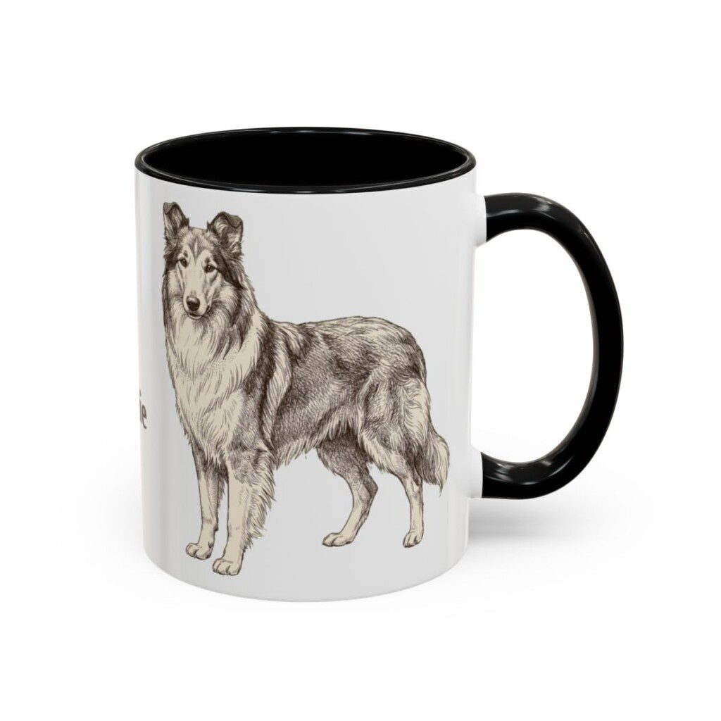 11oz Collie Mug, Black, right side view