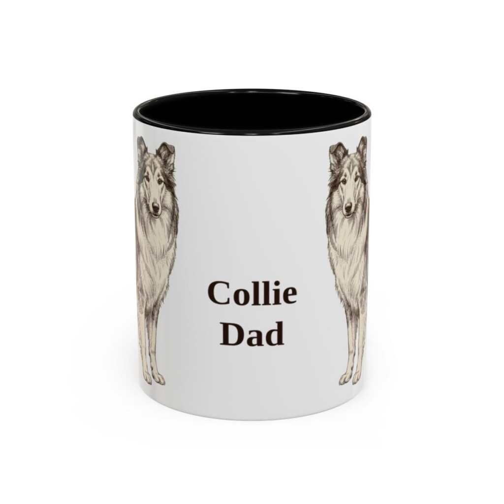 11oz Collie Dog Dad Mug, Black, front view
