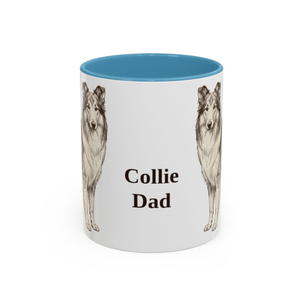 11oz Collie Dog Dad Mug, Light Blue, front view