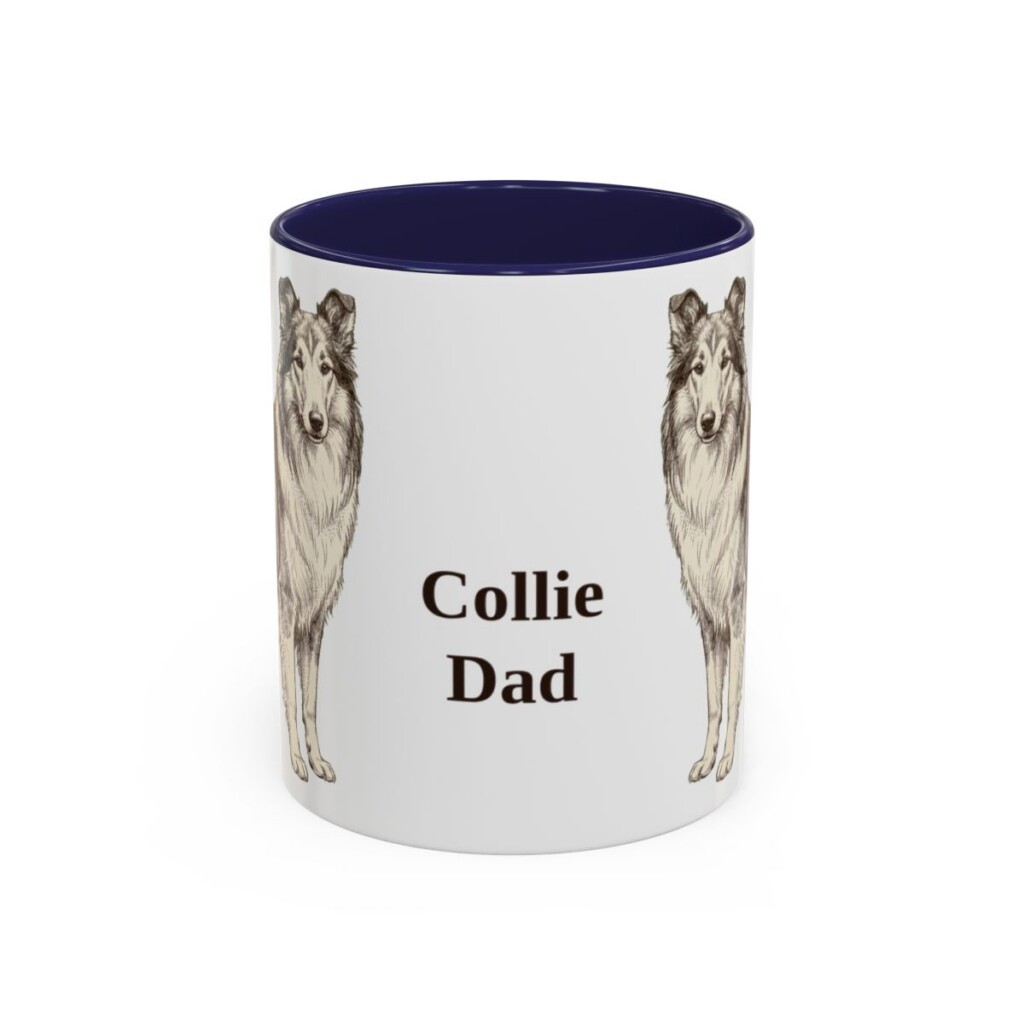 11oz Collie Dog Dad Mug, Navy, front view