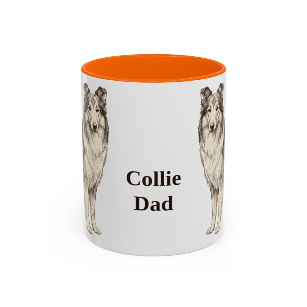 11oz Collie Dog Dad Mug, Orange, front view