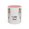 11oz Collie Dog Dad Mug, Pink, front view