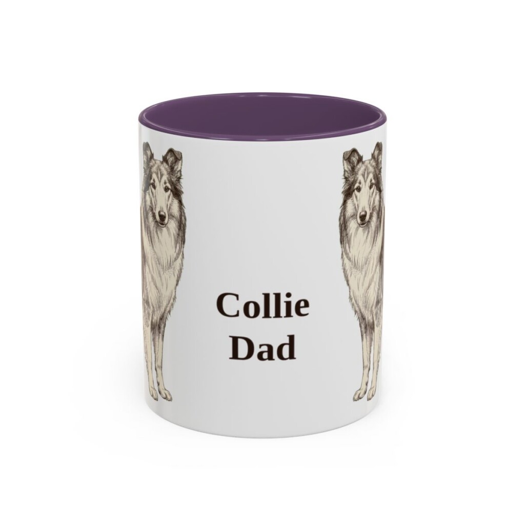 11oz Collie Dog Dad Mug, Purple, front view