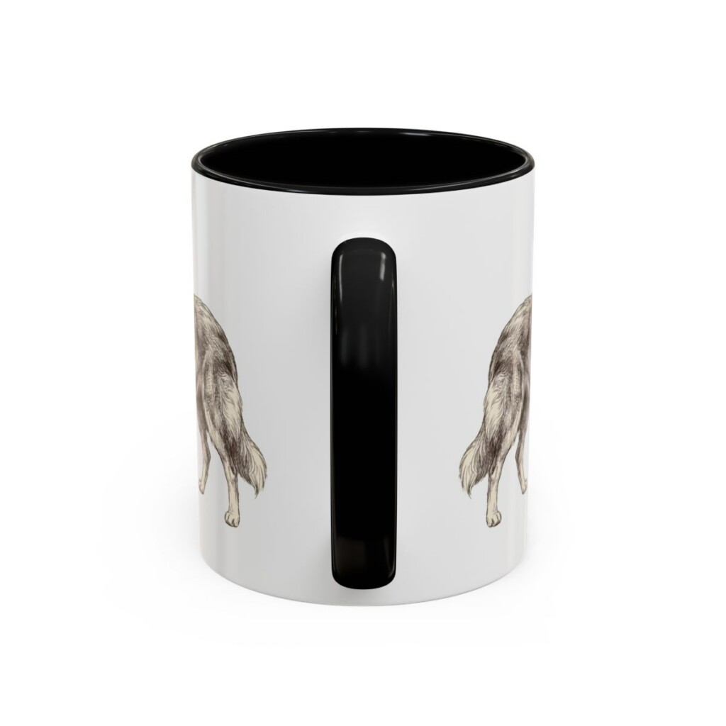11oz Funny Collie Mug, Black, back view