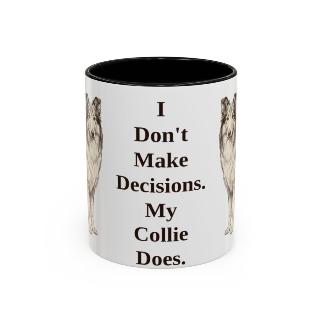 11oz Funny Collie Mug, Black, front view