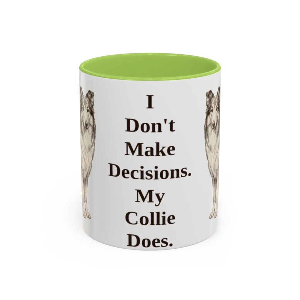 11oz Funny Collie Mug, Light Green, front view