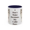 11oz Funny Collie Mug, Navy, front view