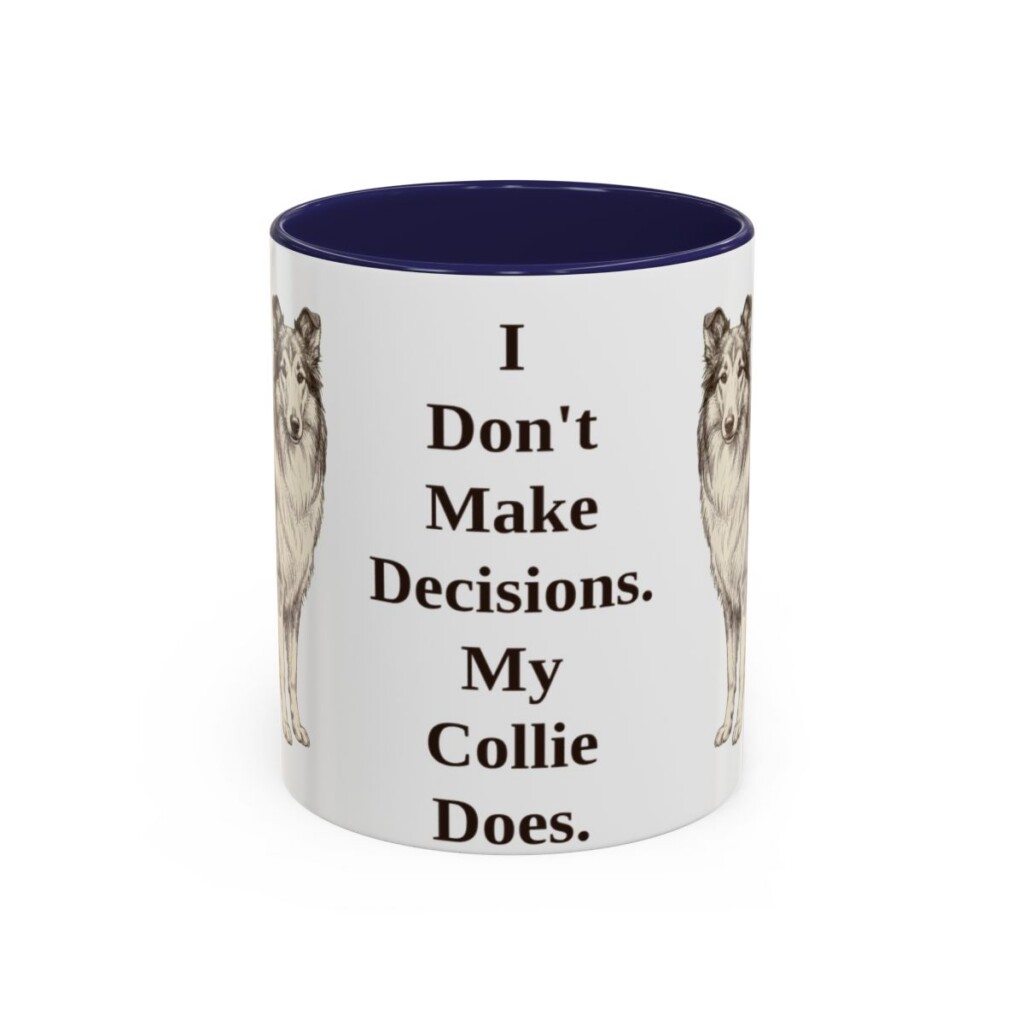 11oz Funny Collie Mug, Navy, front view
