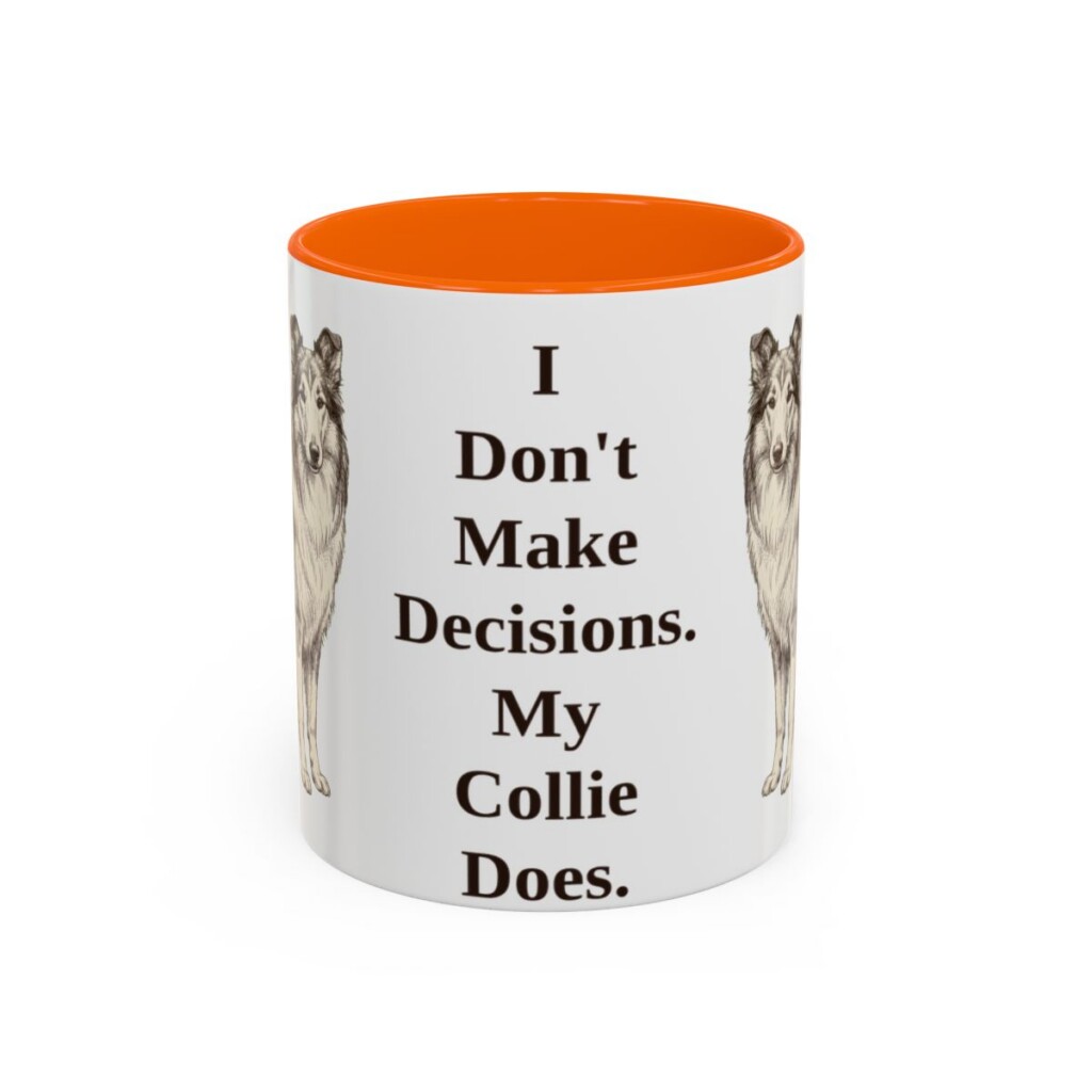 11oz Funny Collie Mug, Orange, front view