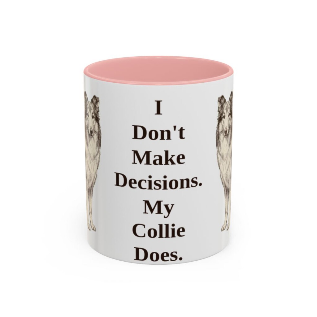 11oz Funny Collie Mug, Pink, front view