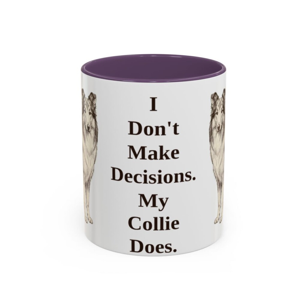 11oz Funny Collie Mug, Purple, front view
