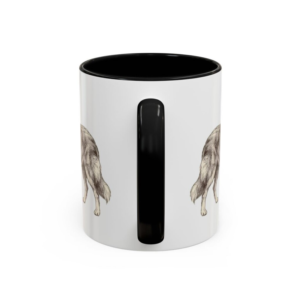 11oz Collie Latin Mug, Black, back view