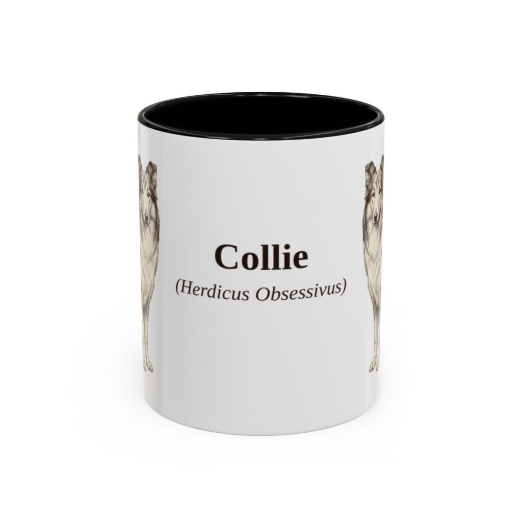 11oz Collie Latin Mug, Black, front view
