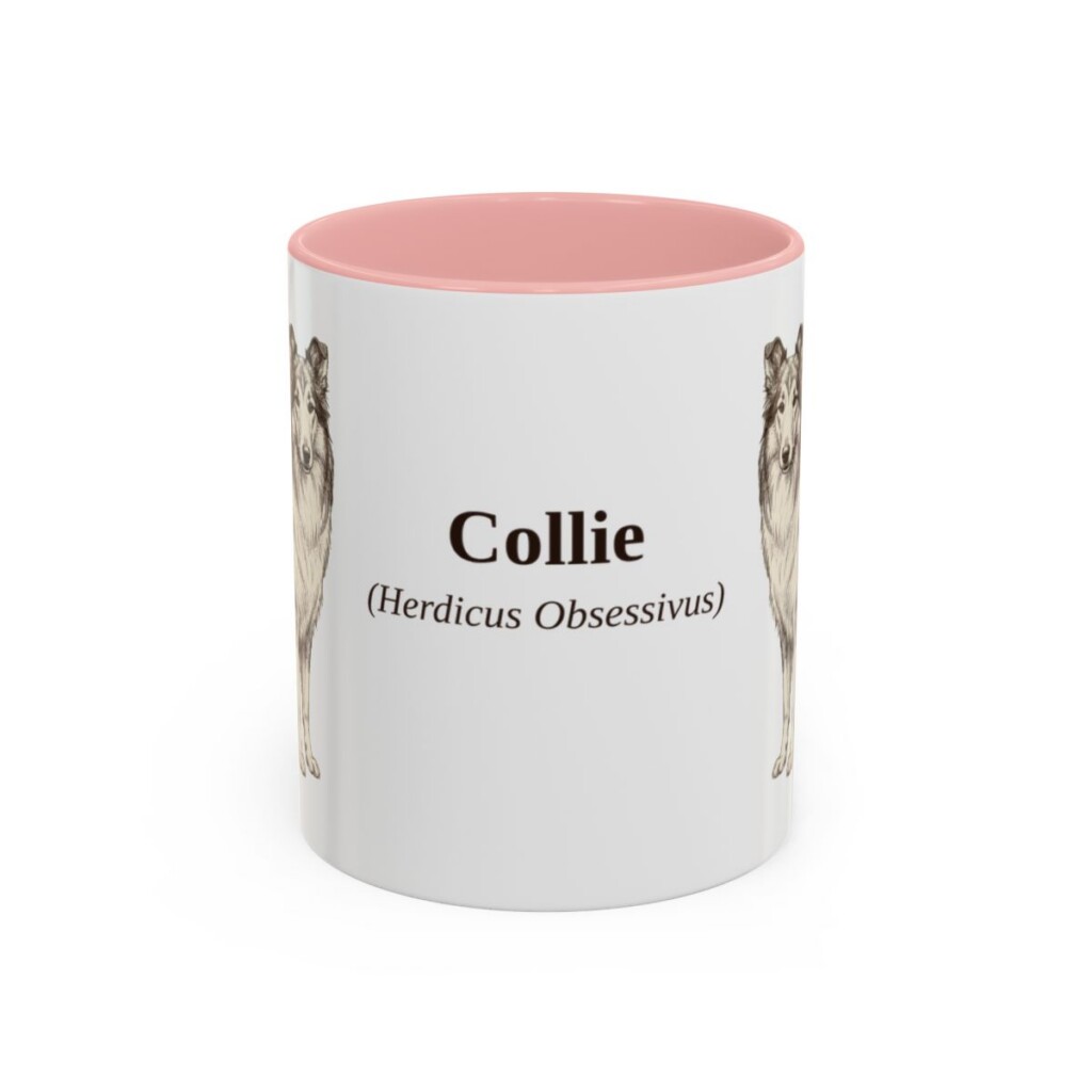 11oz Collie Latin Mug, Pink, front view