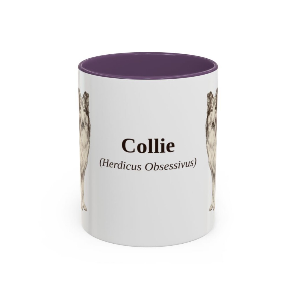 11oz Collie Latin Mug, Purple, front view