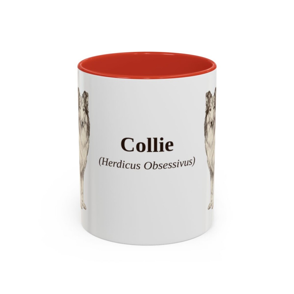 11oz Collie Latin Mug, Red, front view