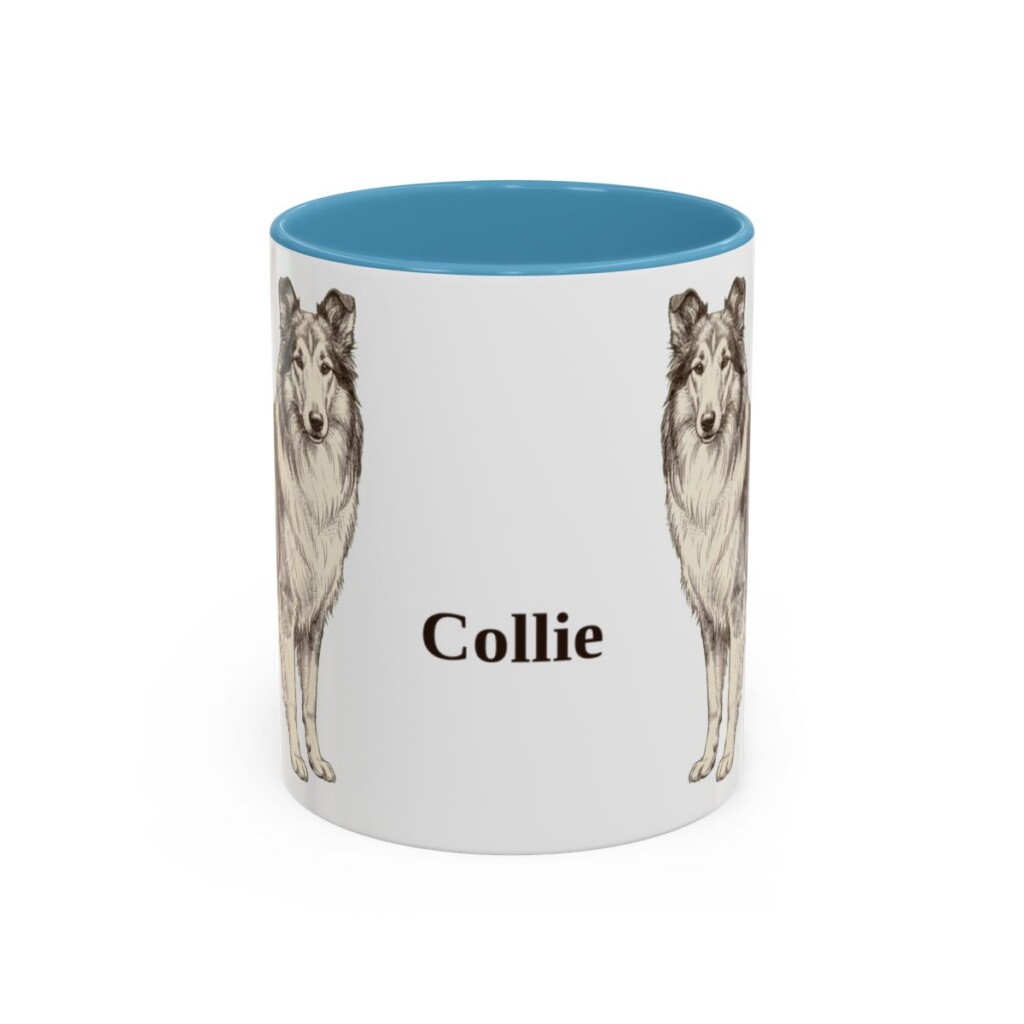 11oz Collie Mug, Light Blue, front view