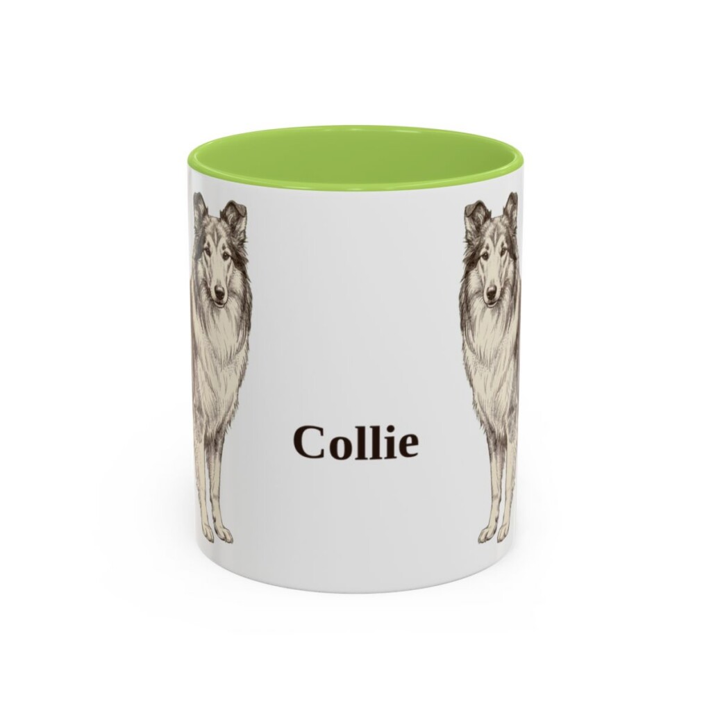 11oz Collie Mug, Light Green, front view