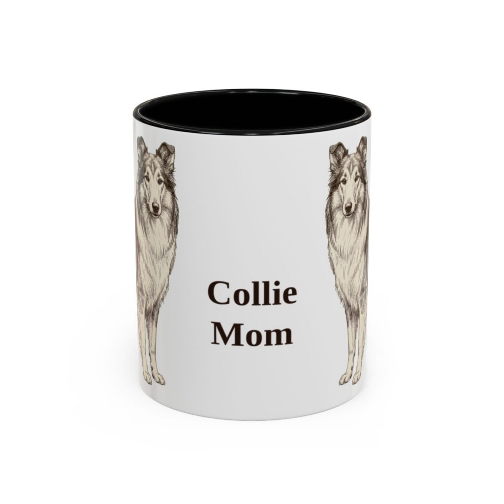 11oz Collie Dog Mom Mug, Black, front view