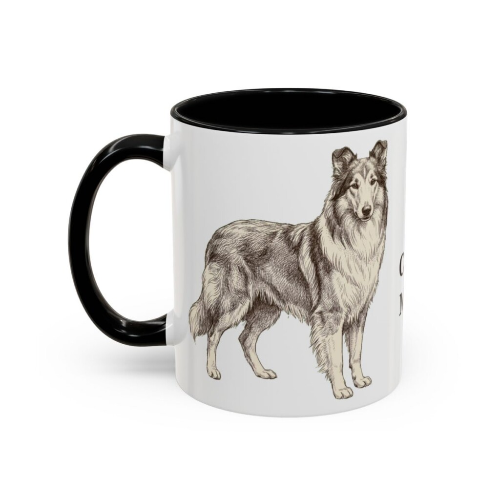 11oz Collie Dog Mom Mug, Black, left side view