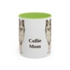 11oz Collie Dog Mom Mug, Light Green, front view