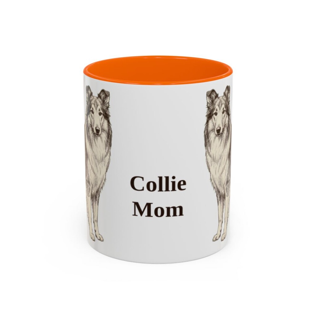 11oz Collie Dog Mom Mug, Orange, front view