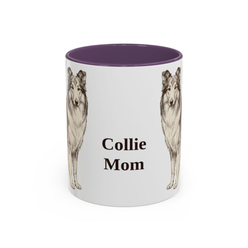 11oz Collie Dog Mom Mug, Purple, front view
